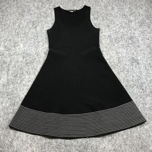 Proenza Schouler Dress Womens XS Black Knit Fit Flare Striped Hem Sleeveless